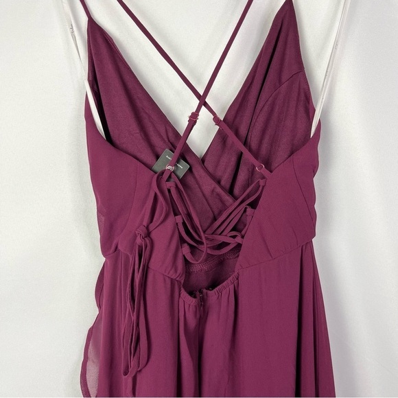 Lulu's Plum Purple In Love Forever Lace Up Back Chiffon Formal Maxi Gown S - Picture 5 of 7